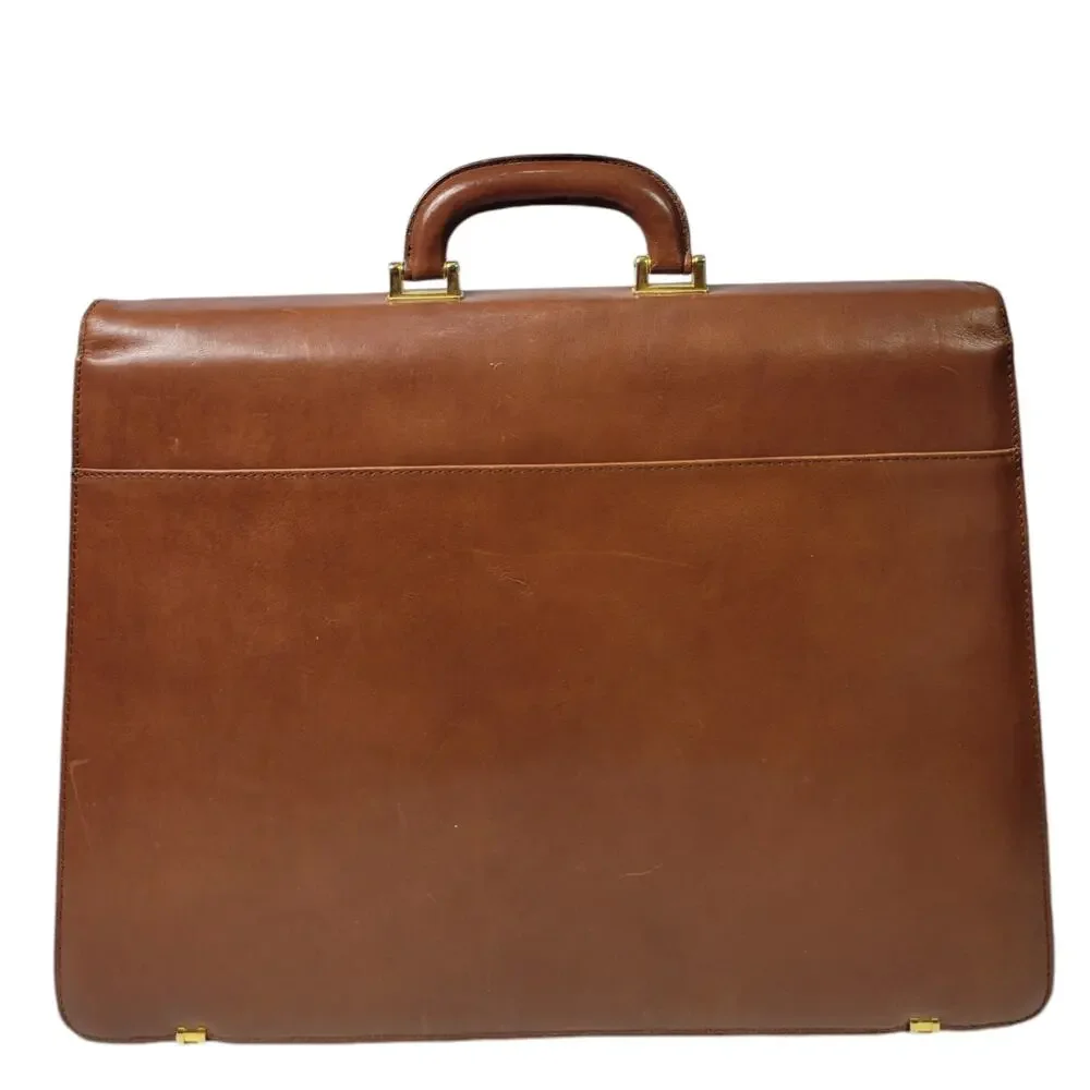 Vintage Leather Business Bag Briefcase Brown Attache Case Document Folder File